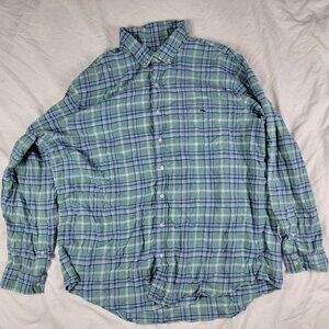 Vineyard Vines Mens 2XT Green Blue Classic Fit Plaid Button Down Shirt Casual